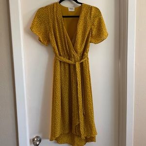 Yellow and white polka dot dress